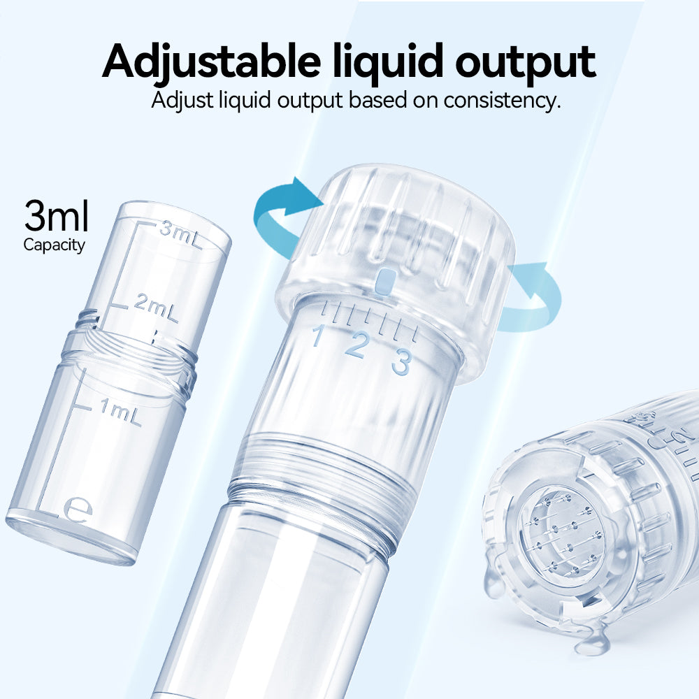 ช่องบรรจุขนาด 3 ml แบบถอดได้และวงแหวนปรับการจ่ายด้วยมือของ Hydra Pen H5
