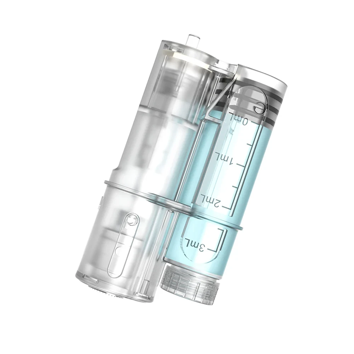 หัวเข็ม Hydra Pen H6 พร้อมของเหลวในช่องบรรจุมีสเกล เพื่ออธิบายการจ่าย