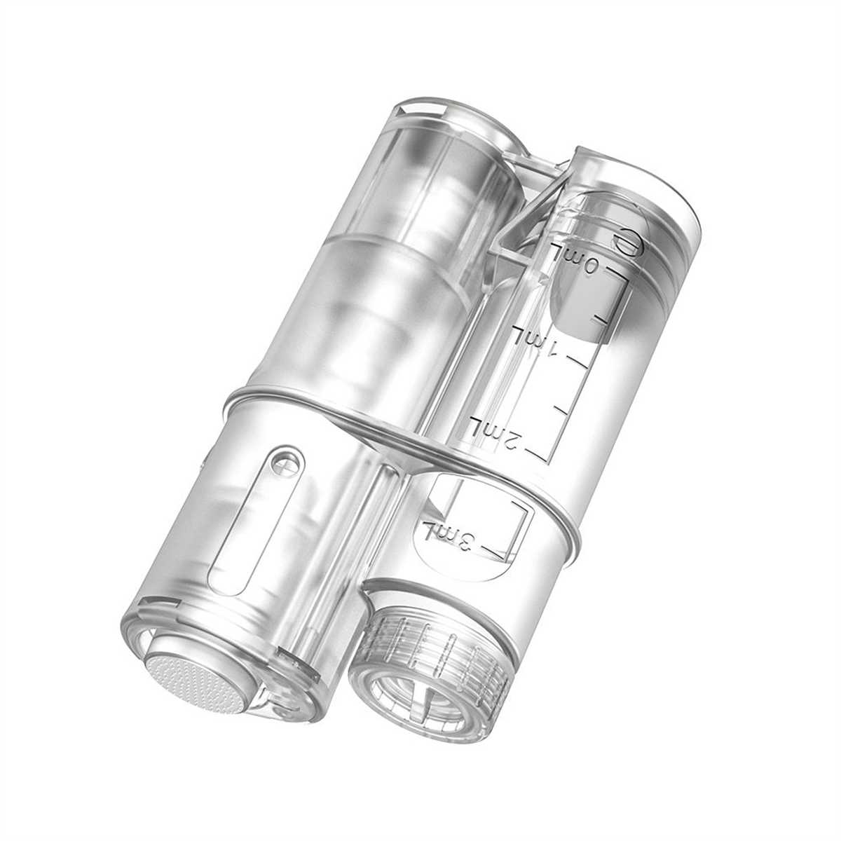 โครงสร้างหัวเข็ม Hydra Pen H6 แสดงหัวสัมผัสข้างช่องบรรจุว่างขนาด 3 ml